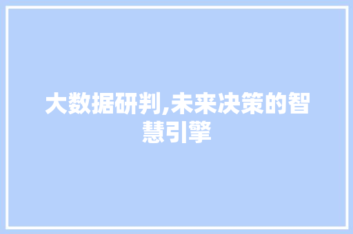大数据研判,未来决策的智慧引擎