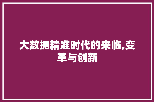 大数据精准时代的来临,变革与创新