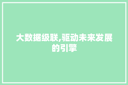 大数据级联,驱动未来发展的引擎
