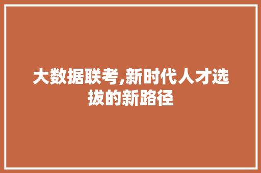 大数据联考,新时代人才选拔的新路径