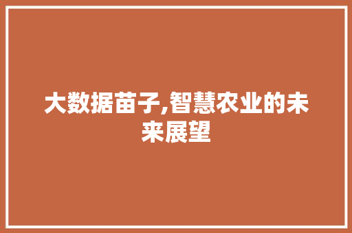 大数据苗子,智慧农业的未来展望