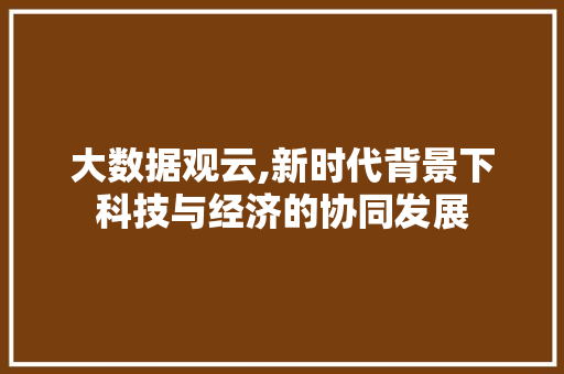 大数据观云,新时代背景下科技与经济的协同发展
