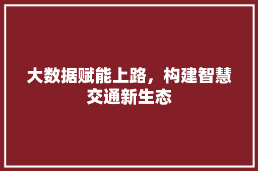 大数据赋能上路，构建智慧交通新生态