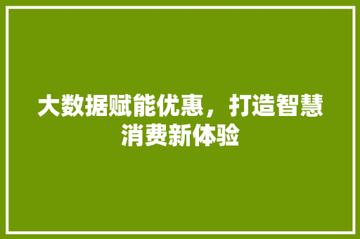 大数据赋能优惠，打造智慧消费新体验