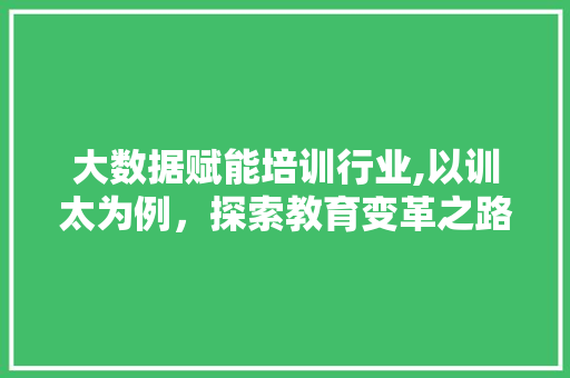 大数据赋能培训行业,以训太为例，探索教育变革之路