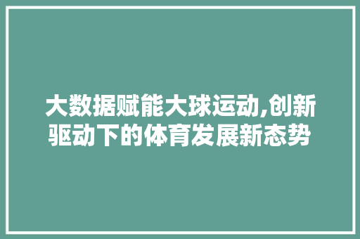 大数据赋能大球运动,创新驱动下的体育发展新态势