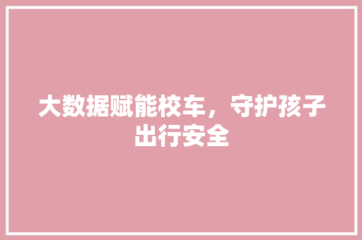 大数据赋能校车，守护孩子出行安全