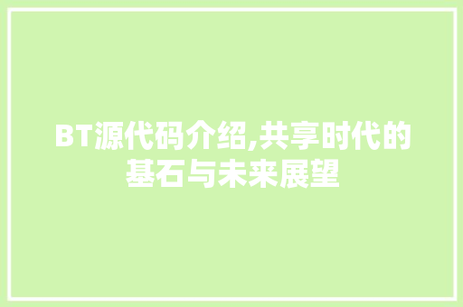 BT源代码介绍,共享时代的基石与未来展望