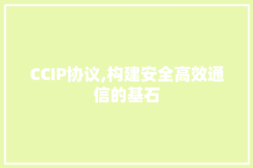 CCIP协议,构建安全高效通信的基石