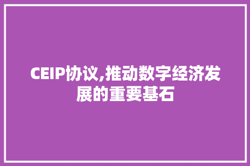 CEIP协议,推动数字经济发展的重要基石