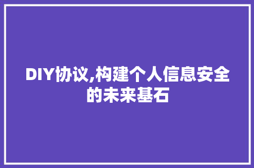 DIY协议,构建个人信息安全的未来基石