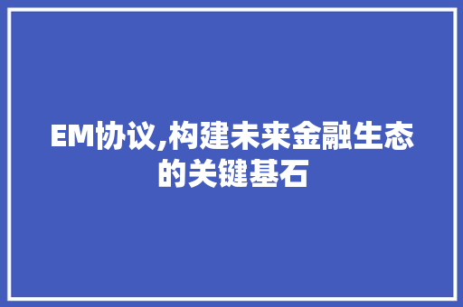 EM协议,构建未来金融生态的关键基石
