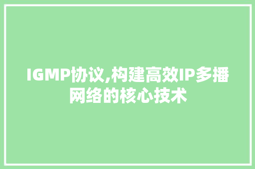 IGMP协议,构建高效IP多播网络的核心技术