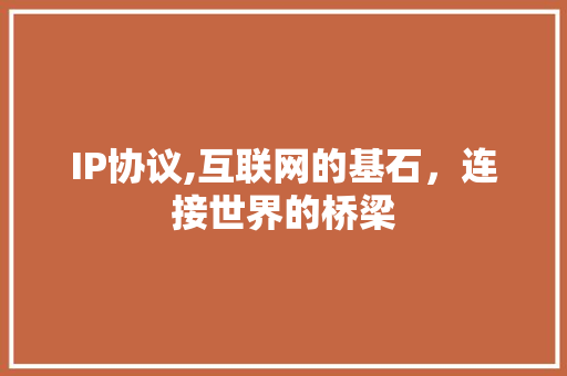 IP协议,互联网的基石，连接世界的桥梁
