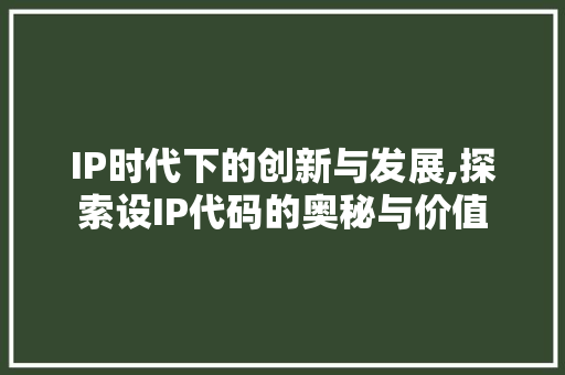IP时代下的创新与发展,探索设IP代码的奥秘与价值
