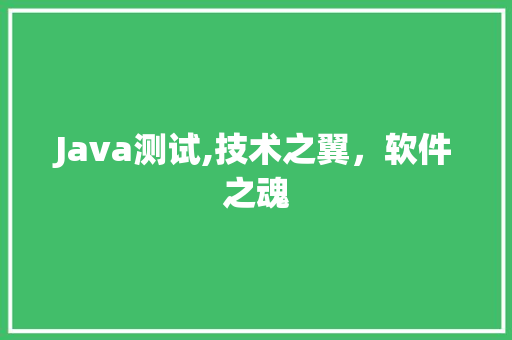 Java测试,技术之翼，软件之魂