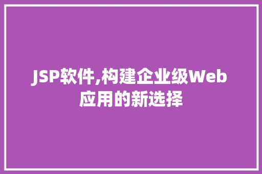 JSP软件,构建企业级Web应用的新选择