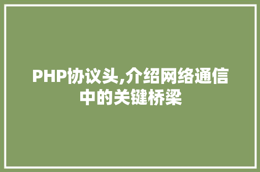 PHP协议头,介绍网络通信中的关键桥梁