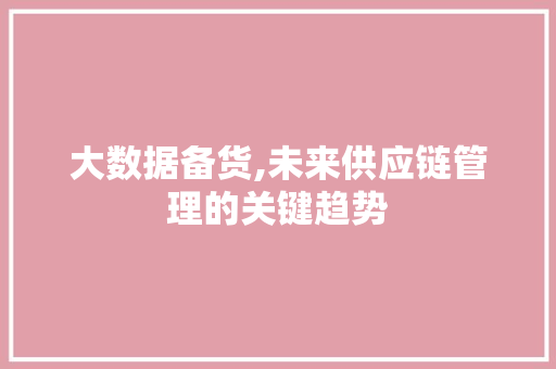 大数据备货,未来供应链管理的关键趋势