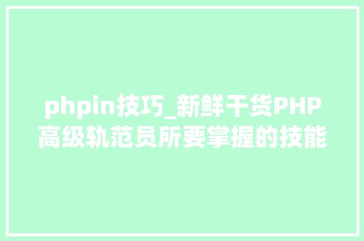 phpin技巧_新鲜干货PHP高级轨范员所要掌握的技能才能赚大年夜钱