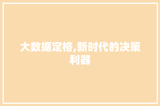 大数据定格,新时代的决策利器
