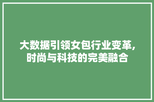 大数据引领女包行业变革,时尚与科技的完美融合