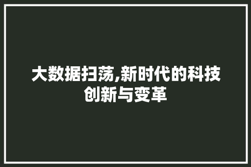 大数据扫荡,新时代的科技创新与变革