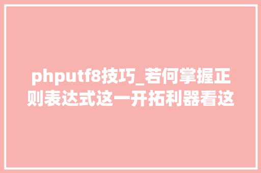 phputf8技巧_若何掌握正则表达式这一开拓利器看这篇就够了