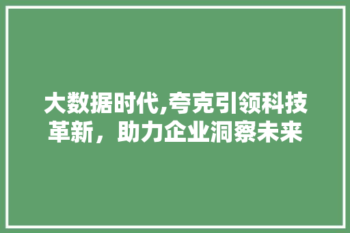 大数据时代,夸克引领科技革新，助力企业洞察未来