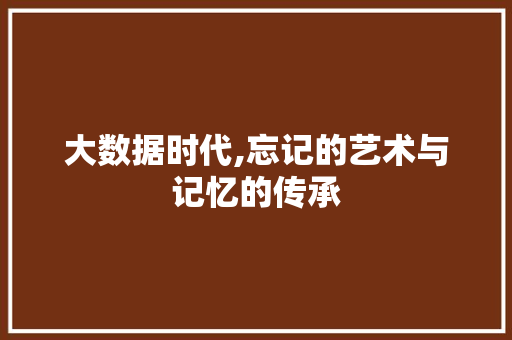 大数据时代,忘记的艺术与记忆的传承