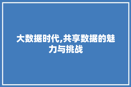 大数据时代,共享数据的魅力与挑战