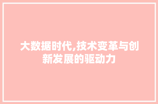 大数据时代,技术变革与创新发展的驱动力