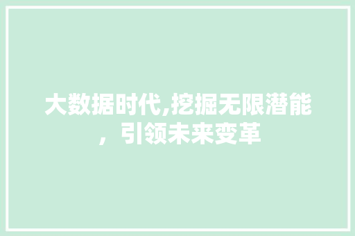 大数据时代,挖掘无限潜能，引领未来变革