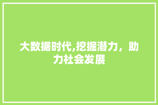 大数据时代,挖掘潜力，助力社会发展