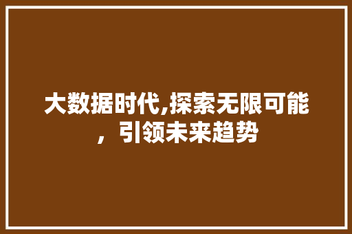 大数据时代,探索无限可能，引领未来趋势