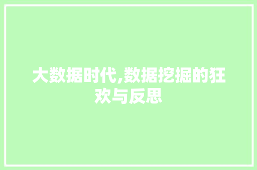大数据时代,数据挖掘的狂欢与反思