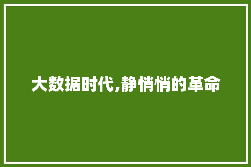 大数据时代,静悄悄的革命