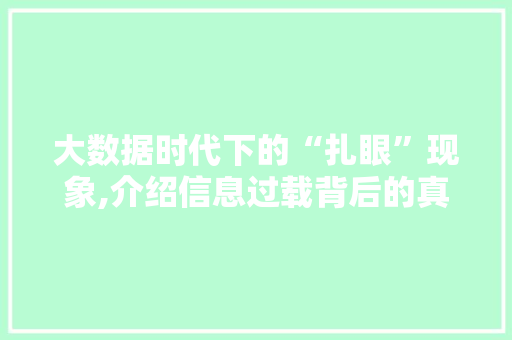 大数据时代下的“扎眼”现象,介绍信息过载背后的真相