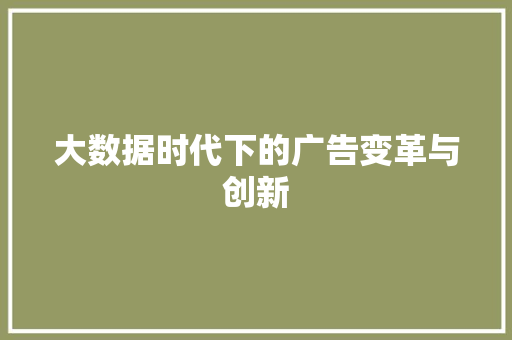 大数据时代下的广告变革与创新