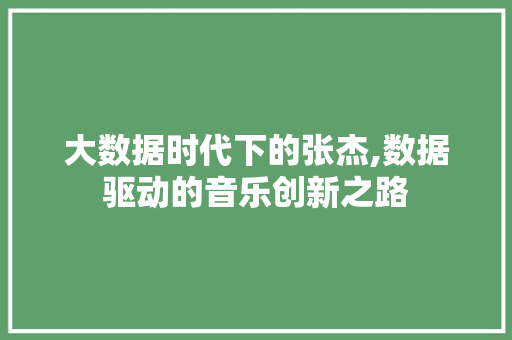 大数据时代下的张杰,数据驱动的音乐创新之路