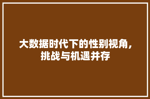 大数据时代下的性别视角,挑战与机遇并存