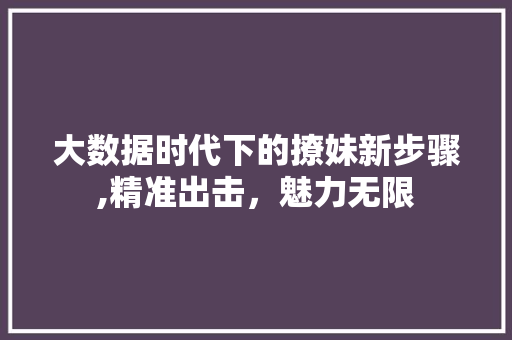 大数据时代下的撩妹新步骤,精准出击，魅力无限