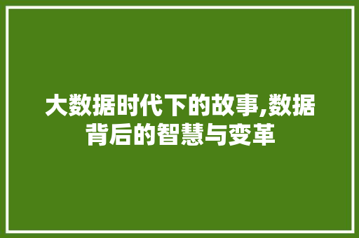 大数据时代下的故事,数据背后的智慧与变革