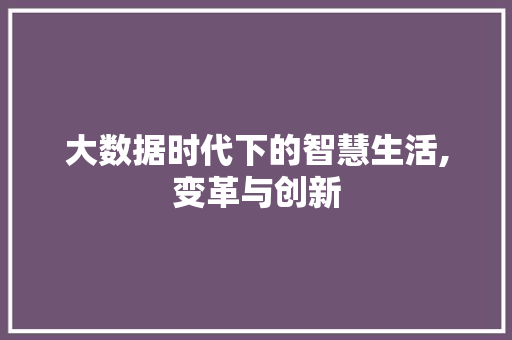 大数据时代下的智慧生活,变革与创新