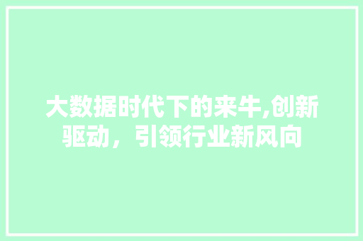 大数据时代下的来牛,创新驱动，引领行业新风向