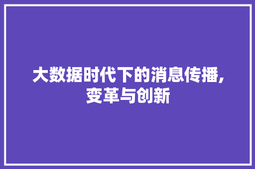 大数据时代下的消息传播,变革与创新