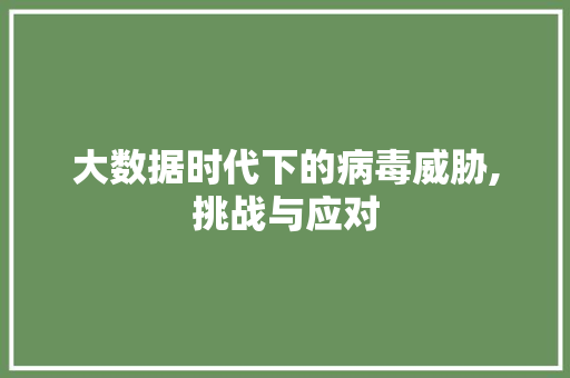 大数据时代下的病毒威胁,挑战与应对