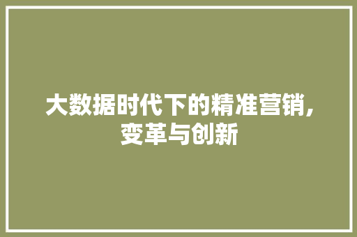 大数据时代下的精准营销,变革与创新