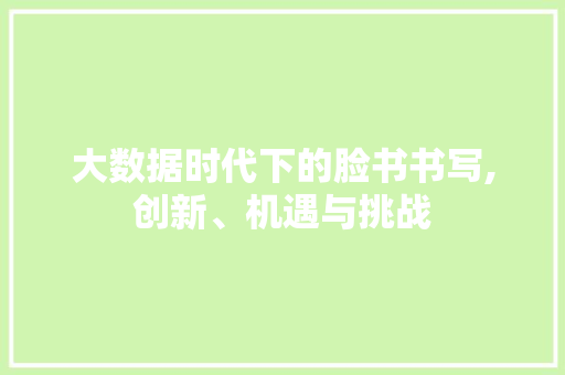 大数据时代下的脸书书写,创新、机遇与挑战