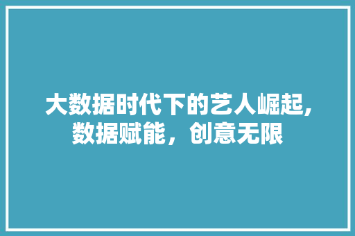 大数据时代下的艺人崛起,数据赋能，创意无限